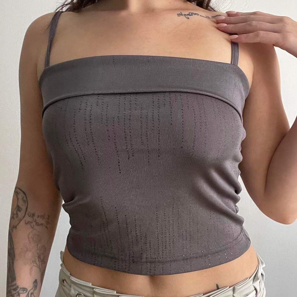 vintage y2k/90s grey sparkly tank
